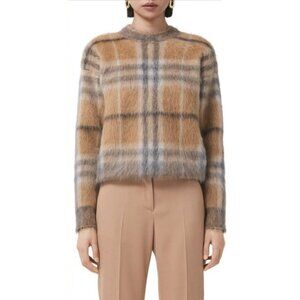 🔥Burberry Naima Check Jacquard Mohair & Silk Blend Sweater – Limited Edition